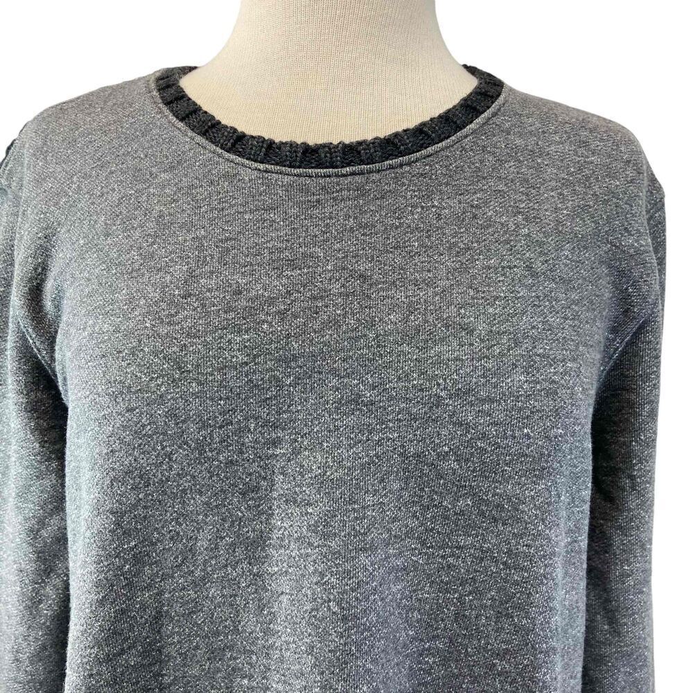 Athleta Womens Size L Gray Crew Neck Sweater Long Sleeve High Low Hem Cable Knit - Picture 3 of 8